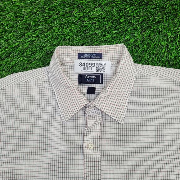 Vintage 80s Arrow Kent Hippie Shirt L/XL 17.5 26x32 Plaid USA - Picture 8 of 11